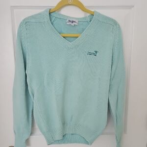 Chaps Women's Light Blue V-Neck Sweater